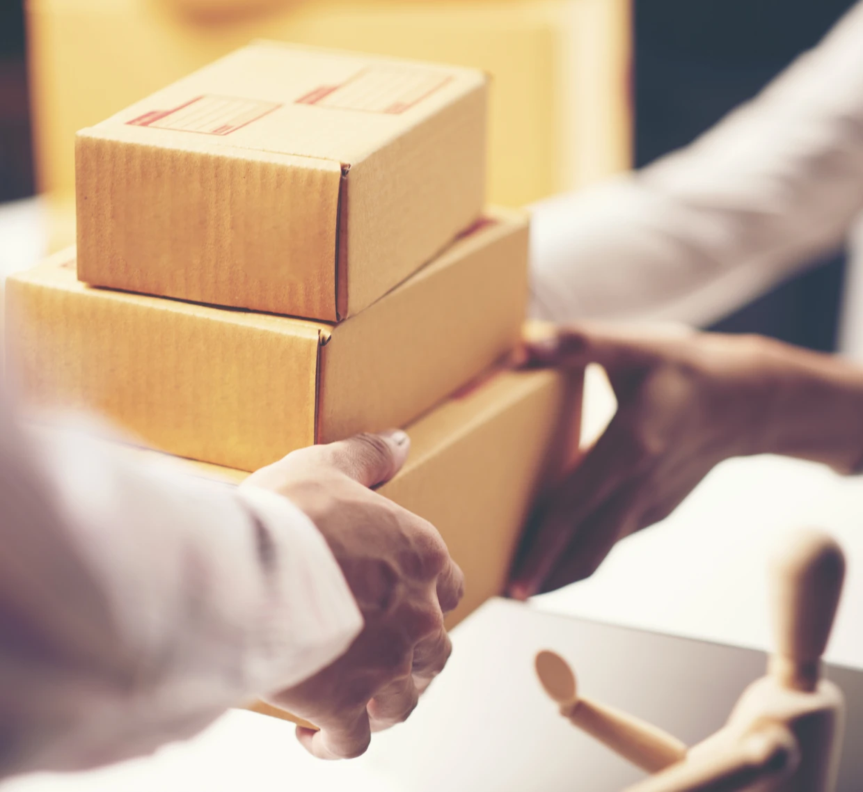 Person handing over packages
